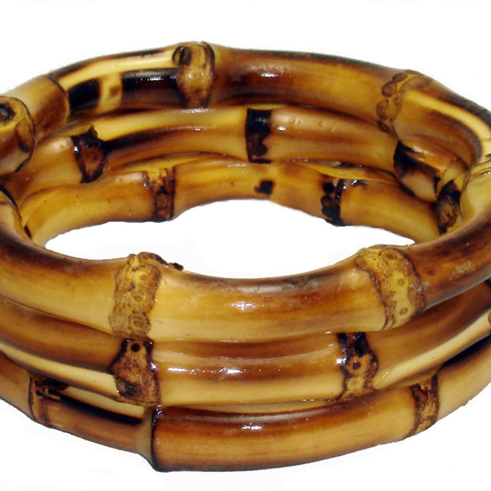 Bamboo Root Wood Trio Bracelet 2" Thick